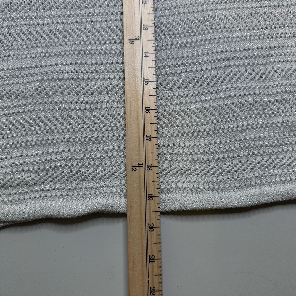 Chicos Metallic Knit Sweater Top Sz 1 (M) Open Knit Wide Sleeve Casual‎ Capsule - Picture 12 of 12